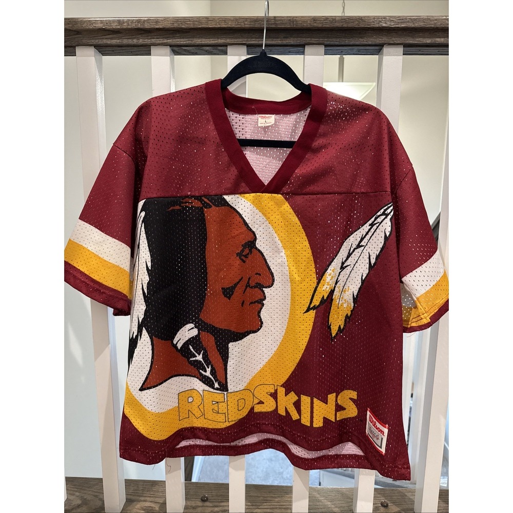 Vintage Wilson Washington Redskins Cropped Jersey Size Large NFL 90s AOP Logo